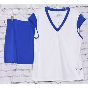 Y2K WIMBLEDON Pinehurst Women's XL Tennis Croquet Golf Top & Skort 2pc Set NWT